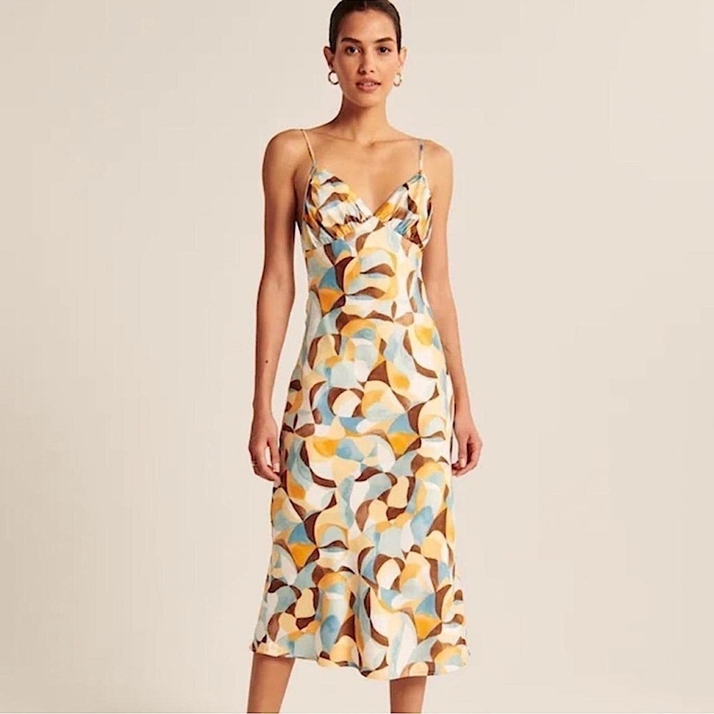 NWT Abercrombie & Fitch Ruched Satin Slip Maxi Dress Size L babydoll Y2K